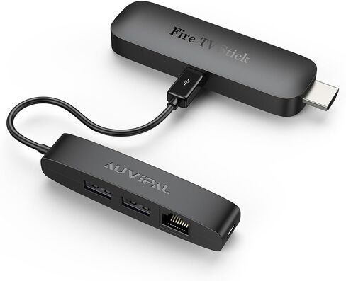 3-in-1 Micro USB Ethernet Adapter, OTG Hub with 2 USB Ports and 1 RJ45 Port for Fire TV Stick, Raspberry Pi Zero, Google Chromecast Ultra, and TiVo Stream 4K - Black in Kuwait
