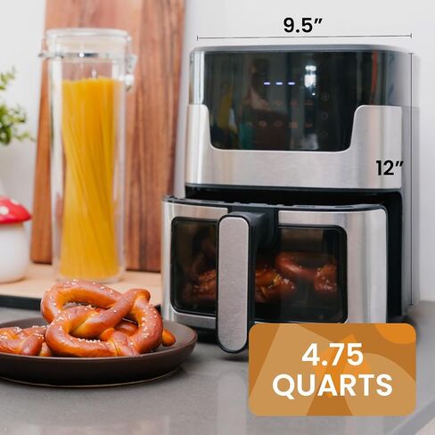 Stilaris 4.5L Digital Air Fryer | Compact & Non-Toxic Countertop Air Fryer for Small Kitchens | Easy-to-Use with Precision Touch Controls | Healthy Meals in Minutes in Kuwait
