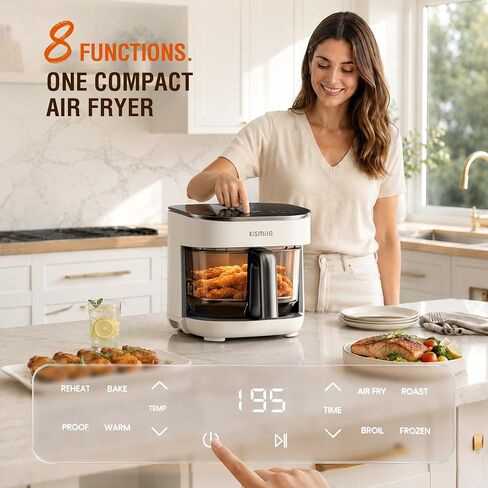 Kismile AeroLucen 5 QT Glass Air Fryer, No Preheat, 8-in-1, 450°F in Saudi Arabia
