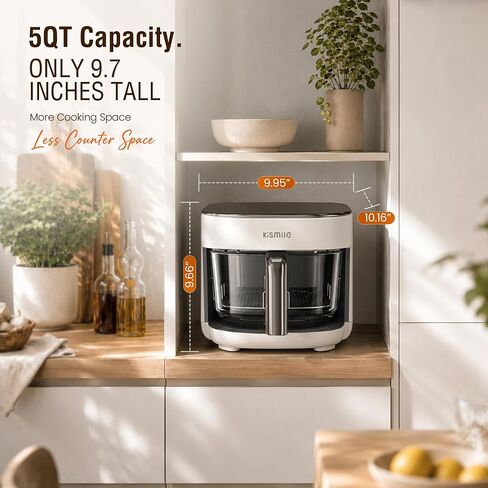 Kismile AeroLucen 5 QT Glass Air Fryer, No Preheat, 8-in-1, 450°F in Saudi Arabia