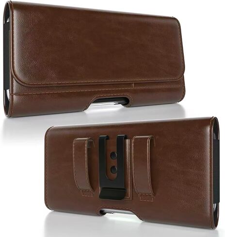 Magnetic Closure Holster for Motorola Edge, Motorola Moto G Power/G Play/Moto G/G36 G06 G57 Pure G05 G15 G100 (2026 2025 2024) - Leather Belt Case Premium Pouch (Fits Slim/Regular Case) (Black) in Kuwait
