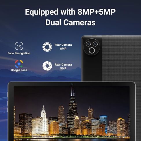 Gleeso Tablet Android 16 Tablet 10 Inch, 24GB RAM 1TB Expandable, 6000mAh Battery, Widevine L1, Face Unlock, WiFi 6, Bluetooth 5.4, Dual Cameras Tablet for Work & Entertainment in Kuwait