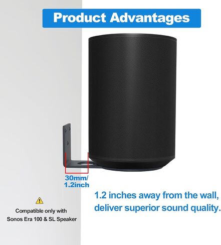 Speaker Wall Mount for Sonos ERA 100 & ERA 100 SL, 2 Pack | Speaker Mount for Sonos Includes All Mounting Hardware,Easy DIY Assembly,Holds Up to 33lbs,HD-658,Black in Kuwait