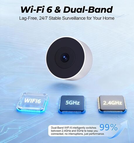 Gyliziex Window Camera for Home Security, 2K WiFi Security Camera, 5GHz & 2.4GHz, AI Human Detection, Starlight Night Vision, Two-Way Audio, Magnetic Mount in Kuwait