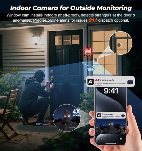 Gyliziex Window Camera for Home Security, 2K WiFi Security Camera, 5GHz & 2.4GHz, AI Human Detection, Starlight Night Vision, Two-Way Audio, Magnetic Mount in Kuwait