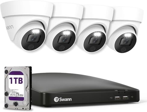 نظام كاميرا مراقبة سلكية DVR من سوان 4K، 4 قباب، 8 قنوات، محرك أقراص ثابتة سعة 1 تيرابايت in Kuwait