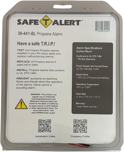 Safe T Alert 30 Series Classic LP Gas Alarm - Propane Alarm - Surface Mount, Black - 30-441-P-BL in Kuwait