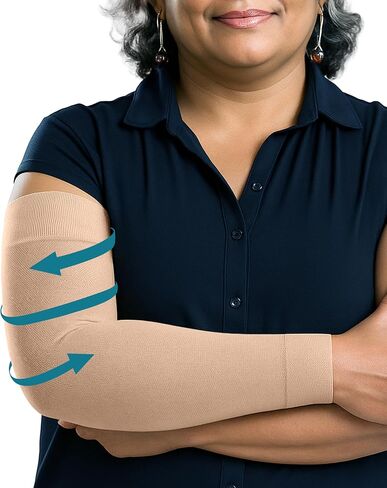 KEMFORD Lymphedema Compression Arm Sleeves for Women - 15-20 mmHg, Silicone Grip, 1 Pair - Arm Support for Swelling & Edema in Kuwait