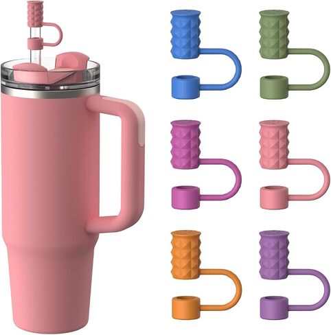 YOTIME 6Pcs Silicone Straw Covers Cap, 10mm Straw Toppers for Stanley in Kuwait