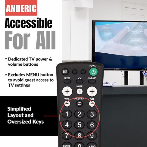 Anderic RR1001 Simple TV Universal Remote - Works All Brands in Kuwait