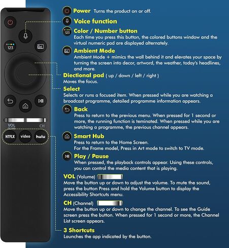 for Samsung Replacement Universal Remote with Voice Function, Compatible with 2019-2025 All Samsung TV Frame Curved QLED Crystal TVs Remotes in Kuwait