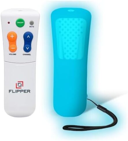 Flipper Big Button TV Remote for Seniors & Blue Glow Silicone Cover in Kuwait