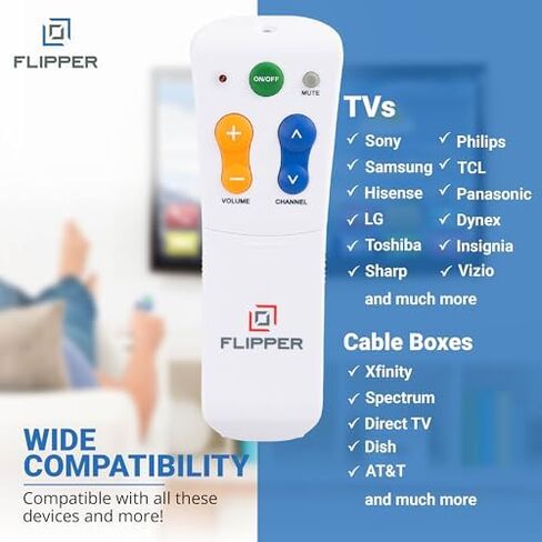 Flipper Big Button TV Remote for Seniors & Blue Glow Silicone Cover in Kuwait