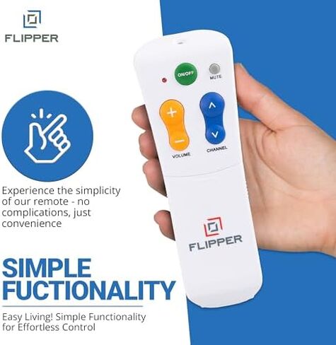 Flipper Big Button TV Remote for Seniors & Blue Glow Silicone Cover in Kuwait
