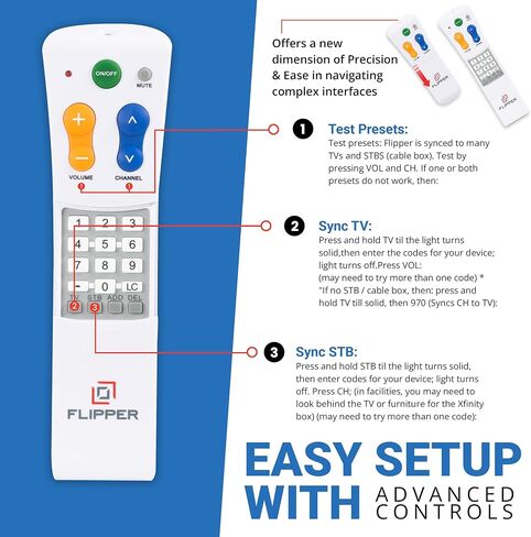 Flipper Big Button TV Remote for Seniors & Blue Glow Silicone Cover in Kuwait