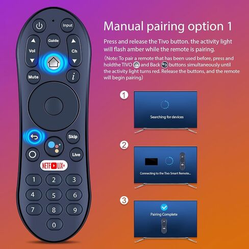 Replacement Remote Control for TiVo Stream 4K UHD Streaming Media Player, for TV, AV Audio and Devices, Models R37023B, Google-Assistant Voice, Easy to Pair in Kuwait