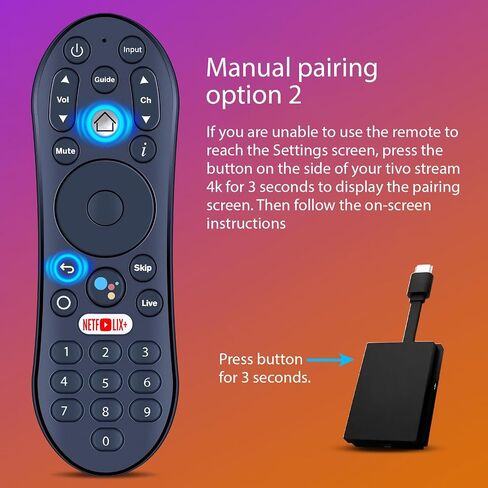Replacement Remote Control for TiVo Stream 4K UHD Streaming Media Player, for TV, AV Audio and Devices, Models R37023B, Google-Assistant Voice, Easy to Pair in Kuwait