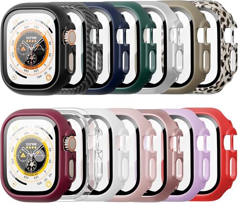 14 Pack Case with Tempered Glass Screen Protector for Apple Watch Ultra 49mm Case,Anotch Full Coverage Hard PC Protective Cover HD Ultra-Thin Bumper for iWatch Ultra 49mm Accessories in Kuwait