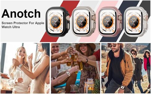 14 Pack Case with Tempered Glass Screen Protector for Apple Watch Ultra 49mm Case,Anotch Full Coverage Hard PC Protective Cover HD Ultra-Thin Bumper for iWatch Ultra 49mm Accessories in Kuwait