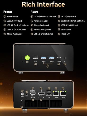 GMKtec T2S AI Mini PC Intel X7 358H 64GB LPDDR5 8533 MT/S 1TB PCIe 5.0 SSD in Kuwait