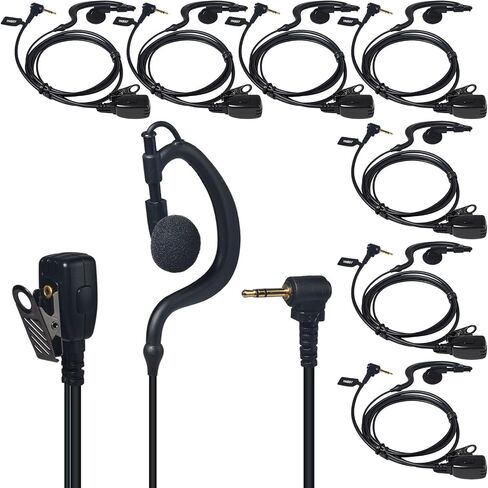 1Pin 2.5mm G-Shape Walkie Talkie Earpiece with Compact PTT Mic 8Pack in Kuwait