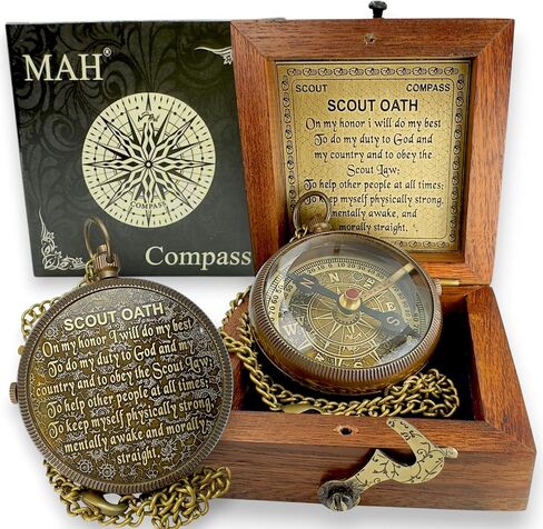 Scout Compass with Oath Message – Solid Brass Pocket Compass for Boys, Teens & Scouts | Inspirational Keepsake Gift for Eagle Ceremony, Graduation, Hiking, Camping, Outdoor Adventures, Promotion Gift in Kuwait
