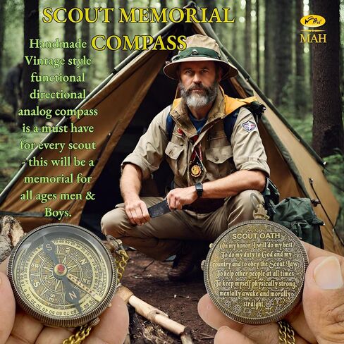 Scout Compass with Oath Message – Solid Brass Pocket Compass for Boys, Teens & Scouts | Inspirational Keepsake Gift for Eagle Ceremony, Graduation, Hiking, Camping, Outdoor Adventures, Promotion Gift in Kuwait
