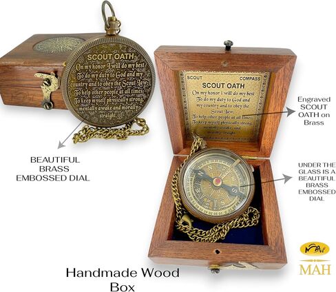 Scout Compass with Oath Message – Solid Brass Pocket Compass for Boys, Teens & Scouts | Inspirational Keepsake Gift for Eagle Ceremony, Graduation, Hiking, Camping, Outdoor Adventures, Promotion Gift in Kuwait
