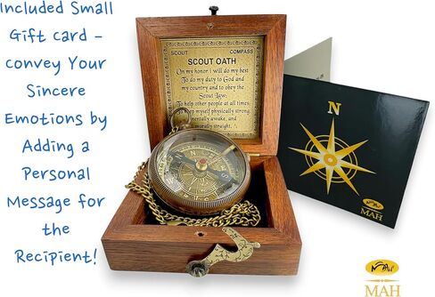 Scout Compass with Oath Message – Solid Brass Pocket Compass for Boys, Teens & Scouts | Inspirational Keepsake Gift for Eagle Ceremony, Graduation, Hiking, Camping, Outdoor Adventures, Promotion Gift in Kuwait