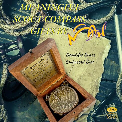 Scout Compass with Oath Message – Solid Brass Pocket Compass for Boys, Teens & Scouts | Inspirational Keepsake Gift for Eagle Ceremony, Graduation, Hiking, Camping, Outdoor Adventures, Promotion Gift in Kuwait