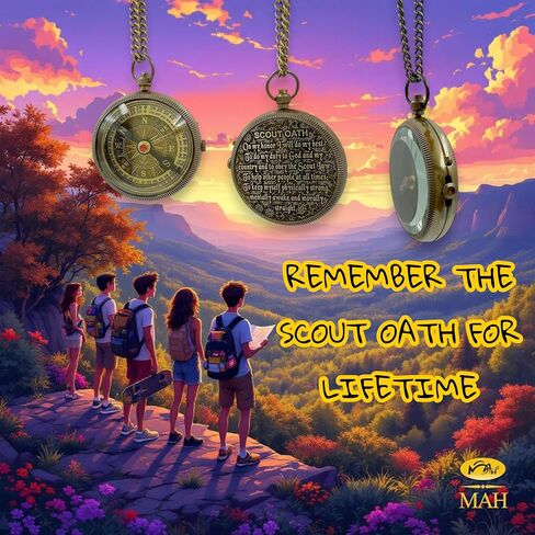 Scout Compass with Oath Message – Solid Brass Pocket Compass for Boys, Teens & Scouts | Inspirational Keepsake Gift for Eagle Ceremony, Graduation, Hiking, Camping, Outdoor Adventures, Promotion Gift in Kuwait