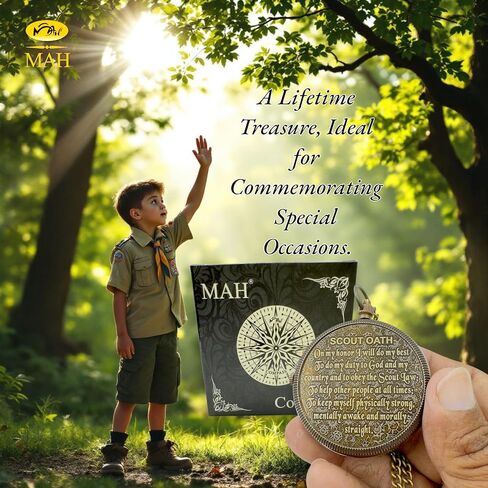 Scout Compass with Oath Message – Solid Brass Pocket Compass for Boys, Teens & Scouts | Inspirational Keepsake Gift for Eagle Ceremony, Graduation, Hiking, Camping, Outdoor Adventures, Promotion Gift in Kuwait