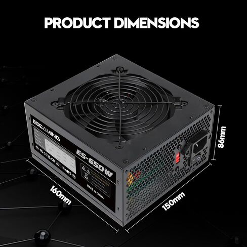 ESGAMING 650W PSU - Non-Modular ATX Power Supply with Auto-Thermally Controlled 120mm Fan and 6+2 Pin Connectors, PFC Protection 115/230V Switch in Saudi Arabia