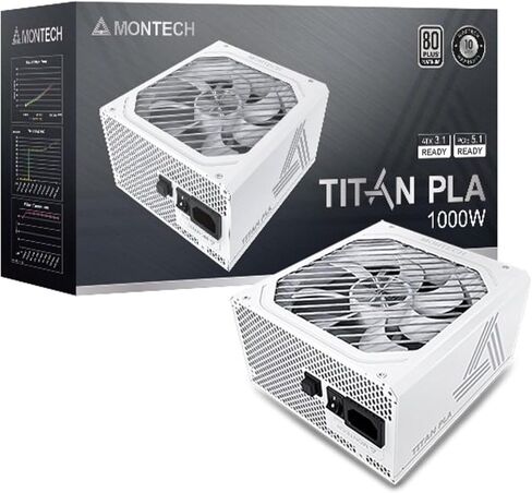 MONTECH Titan PLA 850W Power Supply, Fully Modular 80 Plus Platinum, White in Kuwait
