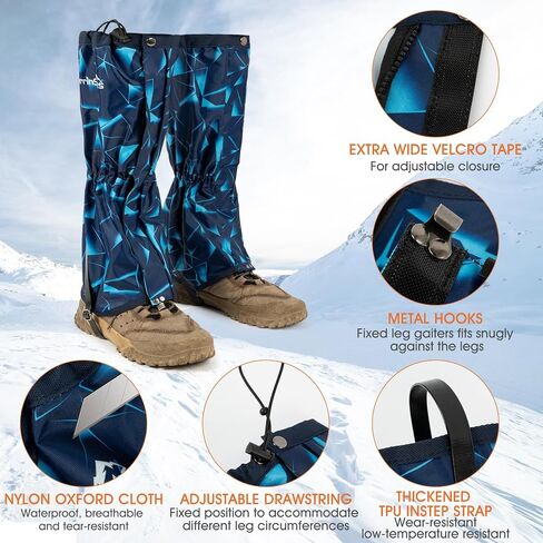 Waterproof Leg Gaiters for Men and Women Adjustable Snow Boot Gaiters for Hiking in Hunting Sand and Mud Mountain Climbing or Snowshoeing （TriangleB L in Kuwait