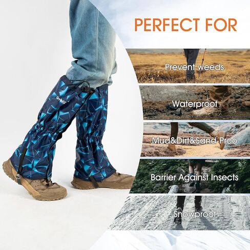 Waterproof Leg Gaiters for Men and Women Adjustable Snow Boot Gaiters for Hiking in Hunting Sand and Mud Mountain Climbing or Snowshoeing （TriangleB L in Kuwait