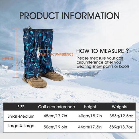 Waterproof Leg Gaiters for Men and Women Adjustable Snow Boot Gaiters for Hiking in Hunting Sand and Mud Mountain Climbing or Snowshoeing （TriangleB L in Kuwait