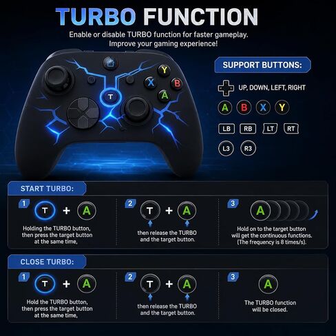 CFORWARD X Box One Controller with 2.4G Adapter, Wireless Gamepad for X Box 1/Series X/S & PC Win10+, With Dual Vibration, Turbo, Programmable Buttons, RGB LED Lighting, Third-Party Controller in Kuwait