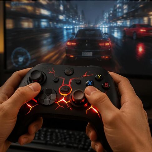 CFORWARD X Box One Controller with 2.4G Adapter, Wireless Gamepad for X Box 1/Series X/S & PC Win10+, With Dual Vibration, Turbo, Programmable Buttons, RGB LED Lighting, Third-Party Controller in Kuwait