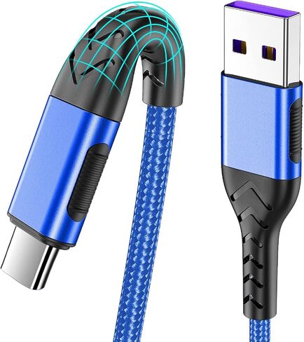 Durcord USB C Cable, Upgarded 2Pack 3ft Fast Charging USB Type C Charging Cord Cable, 3 Foot Type C Charger Nylon Braided USB Cable Compatible Compatible with iPhone 15/Pro/Plust/Max/Samsung-Blue in Kuwait