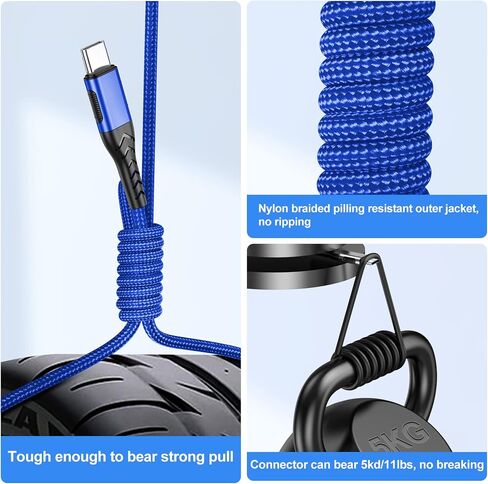 Durcord USB C Cable, Upgarded 2Pack 3ft Fast Charging USB Type C Charging Cord Cable, 3 Foot Type C Charger Nylon Braided USB Cable Compatible Compatible with iPhone 15/Pro/Plust/Max/Samsung-Blue in Kuwait