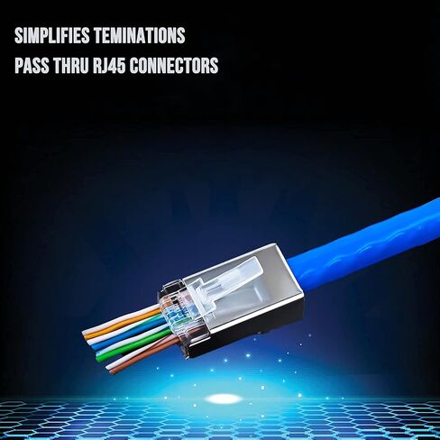 RJ45 23AWG Cat6a Cat6 Connector Gold Plated 8P8C Pass Through Shield Plug (50pieces) in Kuwait