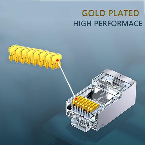 RJ45 23AWG Cat6a Cat6 Connector Gold Plated 8P8C Pass Through Shield Plug (50pieces) in Kuwait