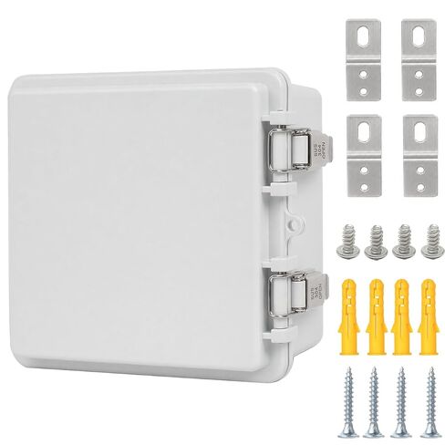 Junction Box,IP67 Waterproof Electrical Box Hinged Clear Cover Stainless Steel Latch Project Box Enclosure with Mounting Plate & Wall Bracket, Black 5.9 x 5.9 x 3.5inch(150x150x90mm) in Kuwait