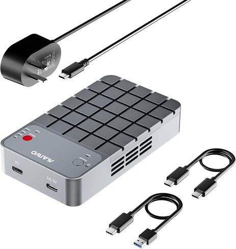 MAIWO RAID NVMe Enclosure USB3.2 GEN2x2 20Gbps, Dual Bay M.2 PCIe NVMe SSD Reader with RAID 0/1/PM/JBOD Cooling Fan, USB-C to C&A Dual Cables, 5V 3A Power Adapter, Aluminum in Kuwait