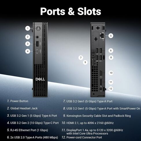 DELL Pro Micro QCM1250 Intel Core Ultra 5 235T Business AI Mini Desktop in Kuwait