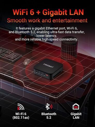 FIREBAT Mini PC AMD Ryzen 4300U (up to 3.7GHz), LAN/Wi-Fi 6/BT 5.2, Type-C/HDMI/DP, 4K @60Hz Support, 16GB LPDDR4, 512GB SSD (Expandable),Silent,Use in Education, Office, and Home Entertainment in Kuwait