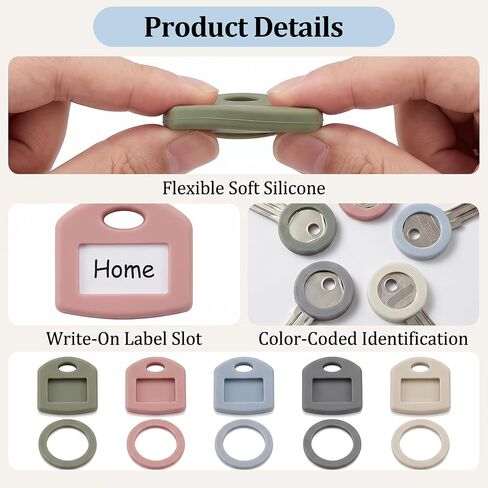 50Pcs Silicone Key Covers Caps with Labels, Color Square & Round Key Identifier Caps, House Keys Head Protectors for Home and Office Keys Organization & Easy Identification in Saudi Arabia