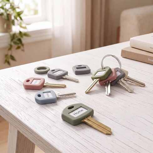 50Pcs Silicone Key Covers Caps with Labels, Color Square & Round Key Identifier Caps, House Keys Head Protectors for Home and Office Keys Organization & Easy Identification in Saudi Arabia