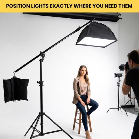Combo Boom Stand – 12.95' Adjustable Photography Lighting Stand, 19.8 lb Capacity, 7' Boom Arm, Heavy-Duty Steel Support with 5/8" Mount for Studio, Camera, Lighting in Kuwait